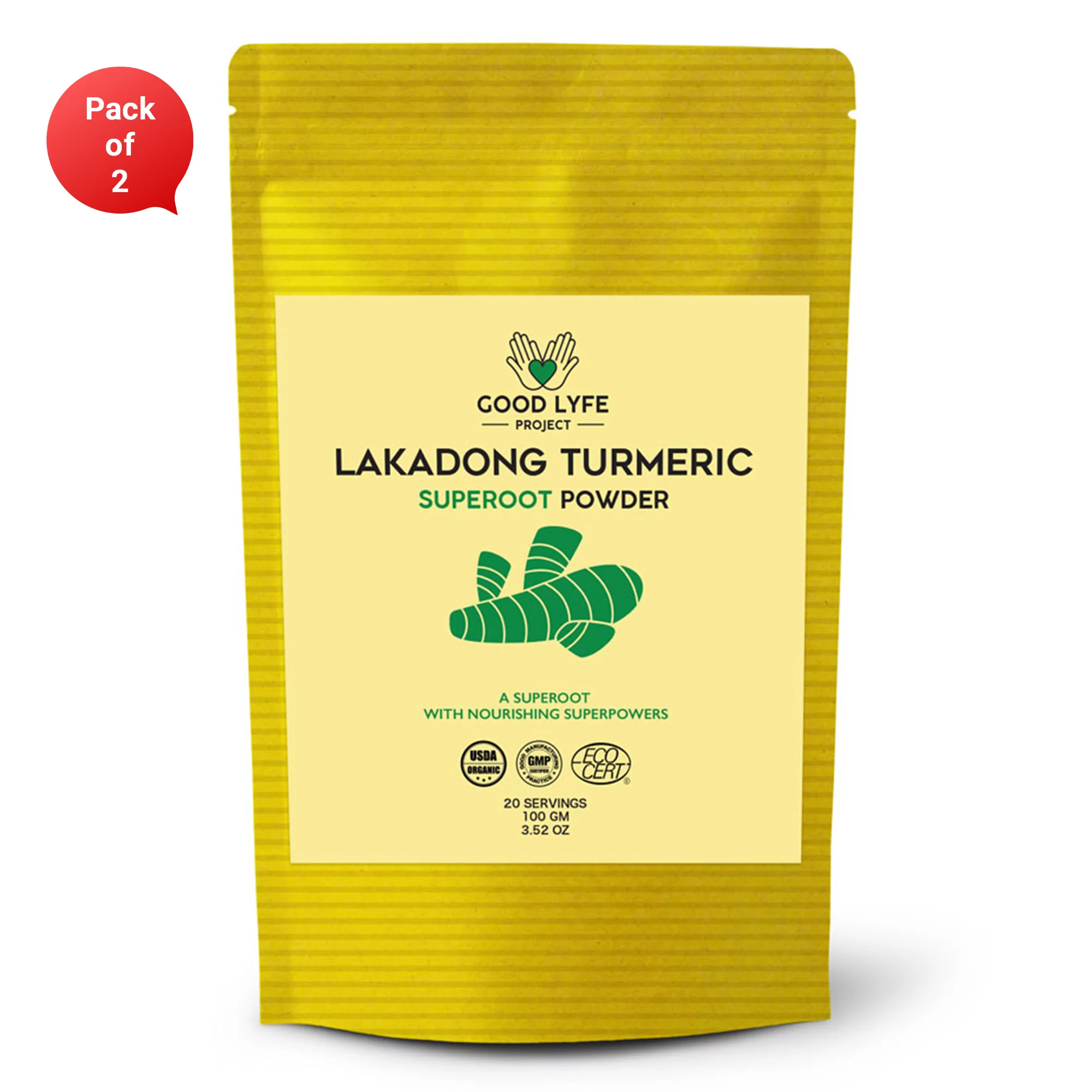 Good Lyfe Lakadong Turmeric Superoot Powder - 200g Pack of 2