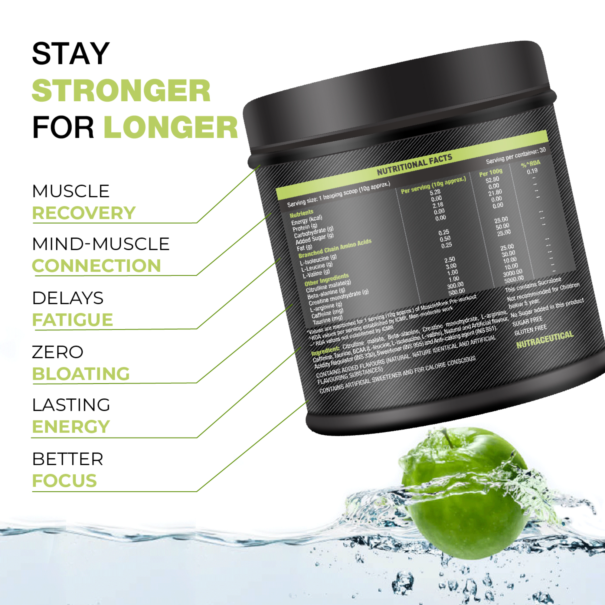 Onelife BCAA – Green Apple (250 Gram) - 0