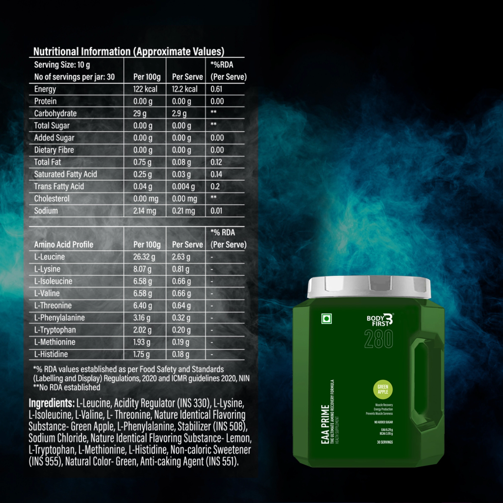 Onelife BCAA – Green Apple (250 Gram) - 0