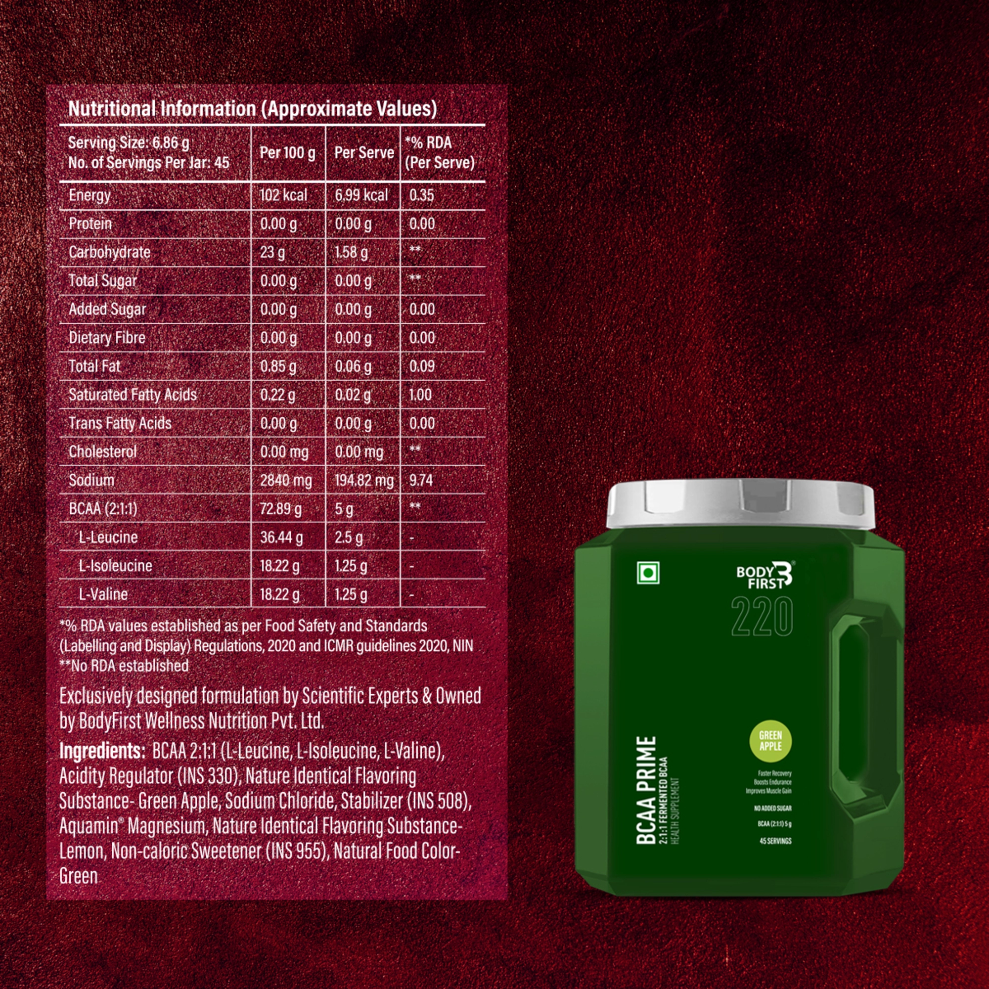 Onelife BCAA – Green Apple (250 Gram) - 0