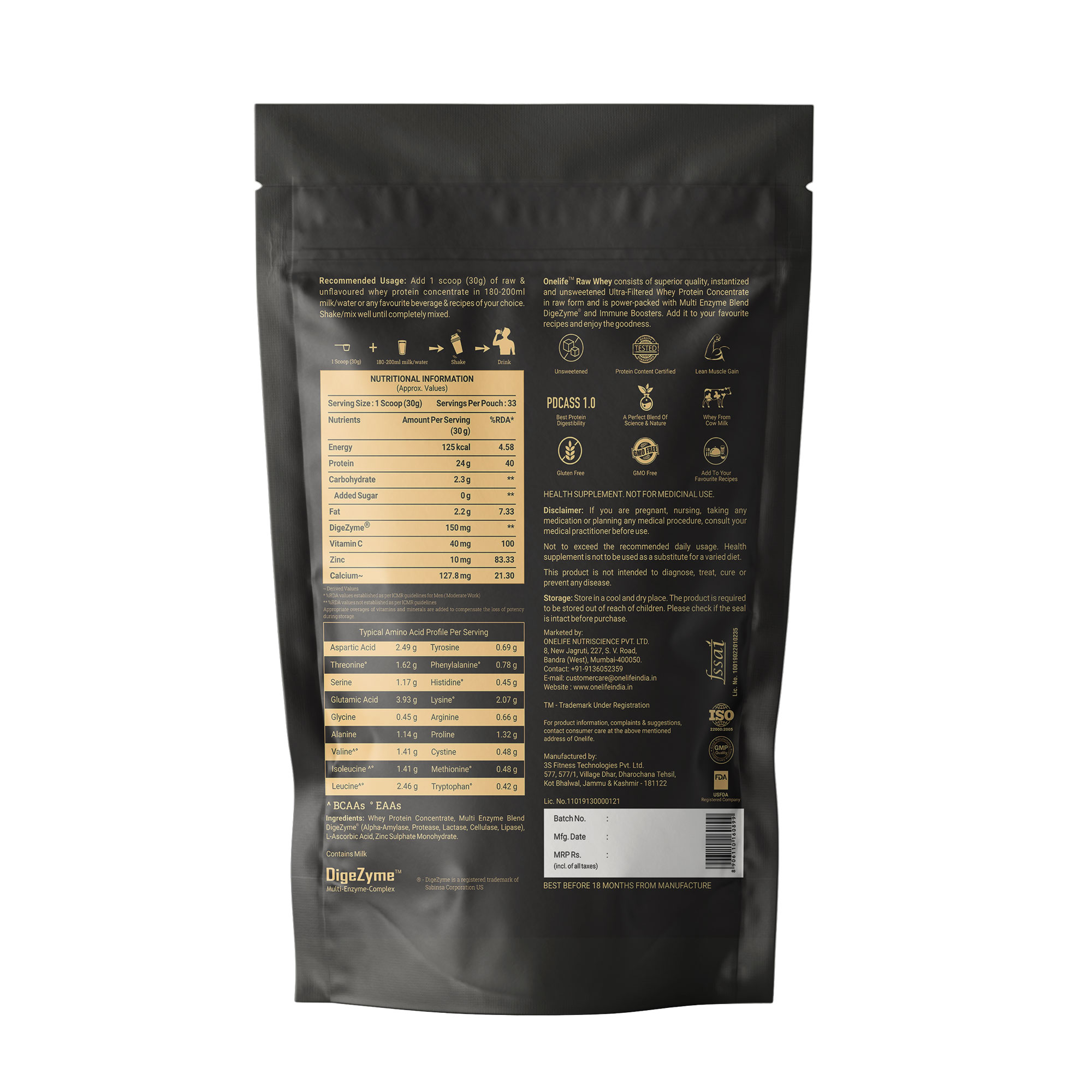 Onelife BCAA – Green Apple (250 Gram) - 0