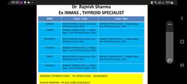 Ex INMAS , THYROID  CLINIC & NULIFE  HOSPITAL