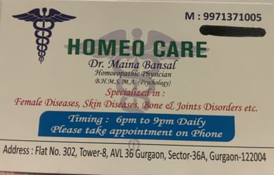 Homeo care Dr. Maina bansal