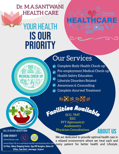 Dr M A Santwani Health Care Abhay Shopping Center, Opp. DSP Bunglow, Teen Batti, Jamnagar