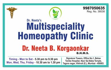 Dr. Neeta's Multispecialty Homeopathy Clinic.