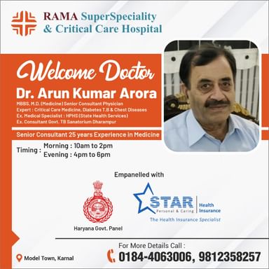 Arun Kumar Arora Md Medicine Rama Hospital Karnal