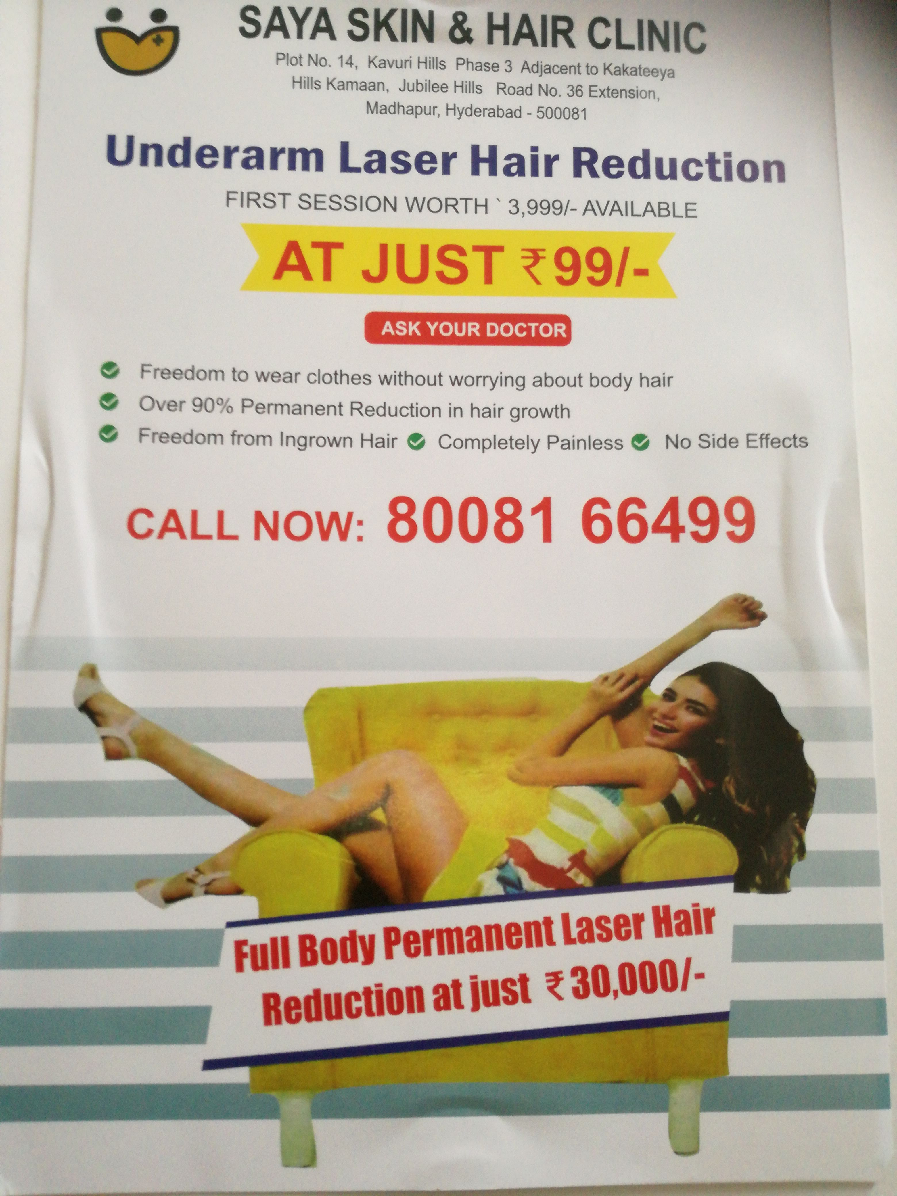 Full Body Permanent Laser Hair Reduction at Rs. 30000 only