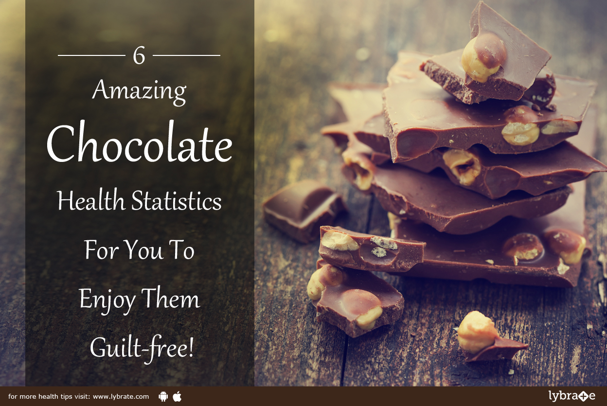 Image showcasing 6 amazing chocolate health statistics for you to enjoy them guilt-free ...