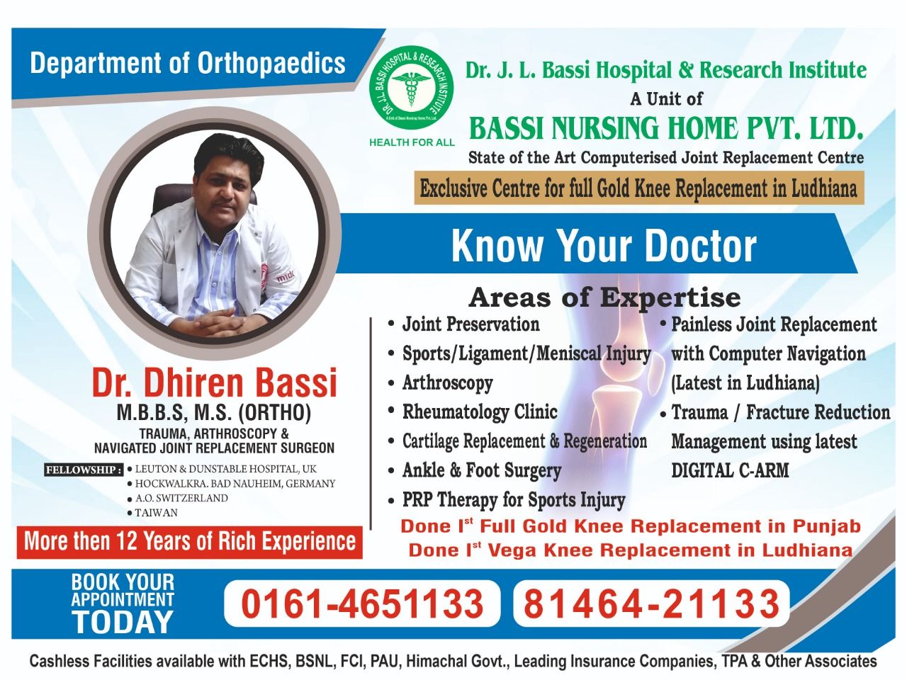Dhiren Bassi - Orthopedic Doctor, Ludhiana