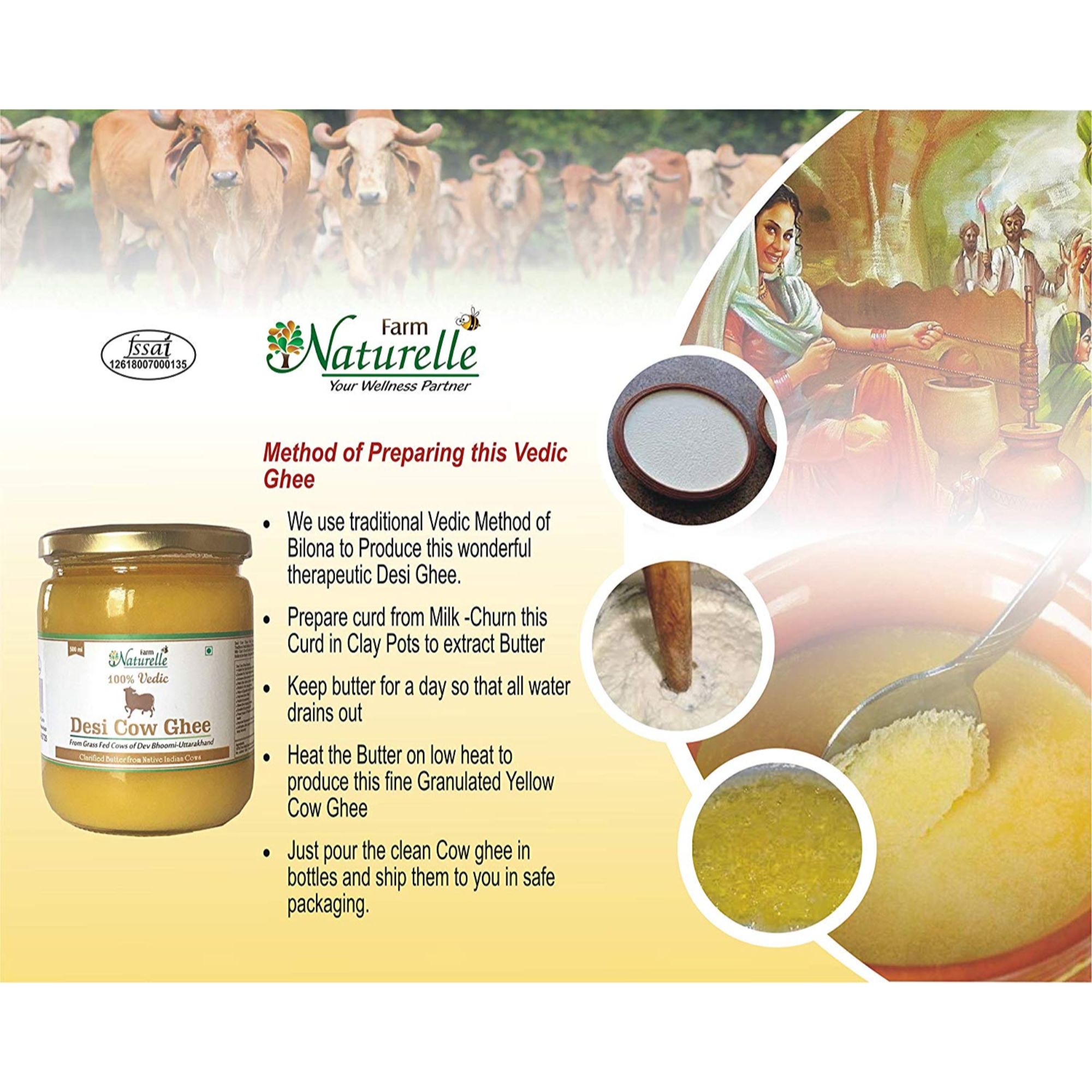 Farm Naturelle Desi Cow Ghee Buy bilona desi a2 cow ghee which is organic in nature and is produced by shuddham gaushaala. farm naturelle 100 pure a2 vedic sahiwal cow ghee 200ml