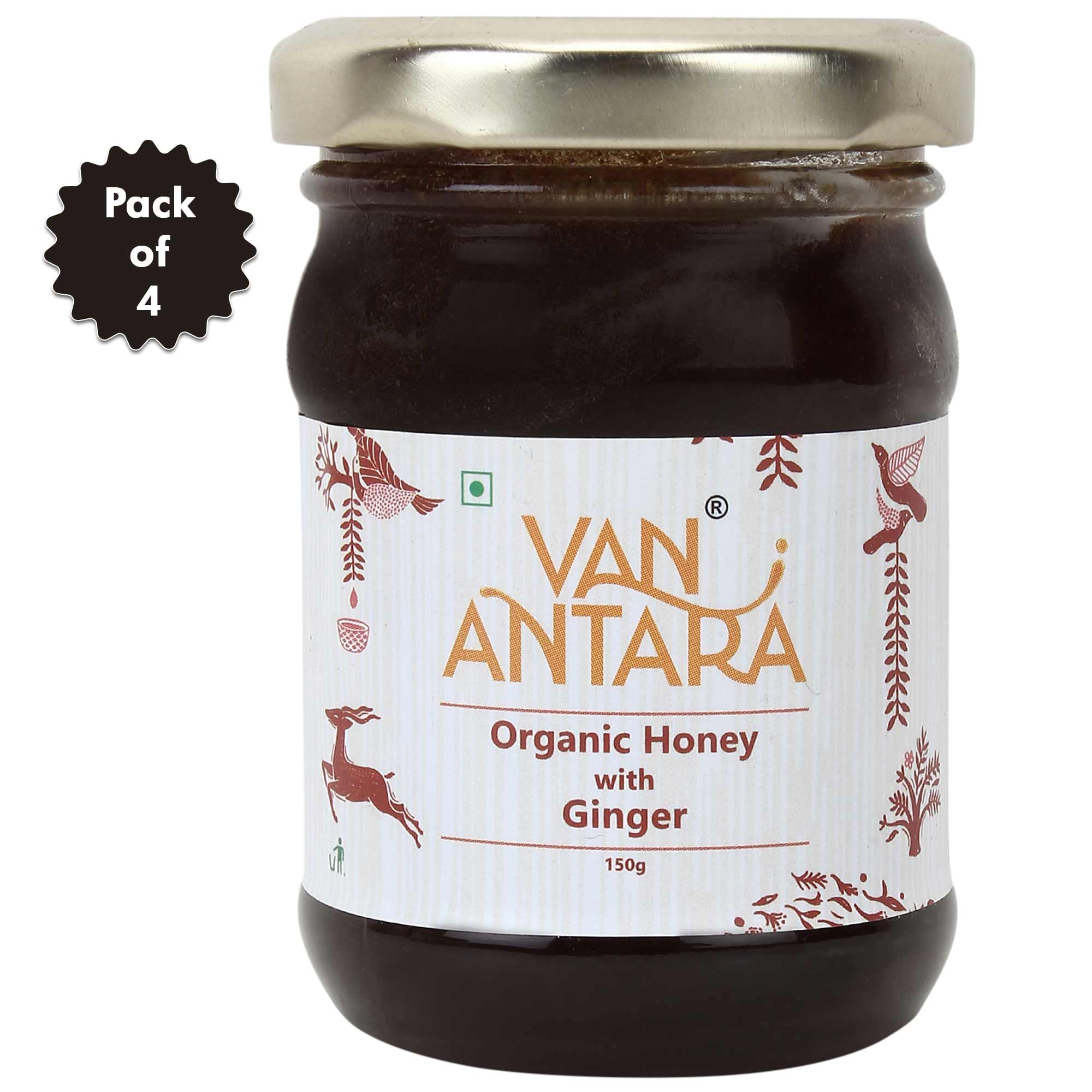 Vanantara Organic Honey with Ginger (150 gm) - Pack of 4