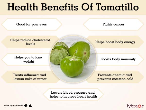 Benefits Of Tomatillo And Its Side Effects Lybrate Tomatillos health benefits includes promoting digestion, treating strep throat, treating mumps, treating cold and influenza, preventing cancer, boosting immune system, treating ringworms, improving vision. benefits of tomatillo and its side