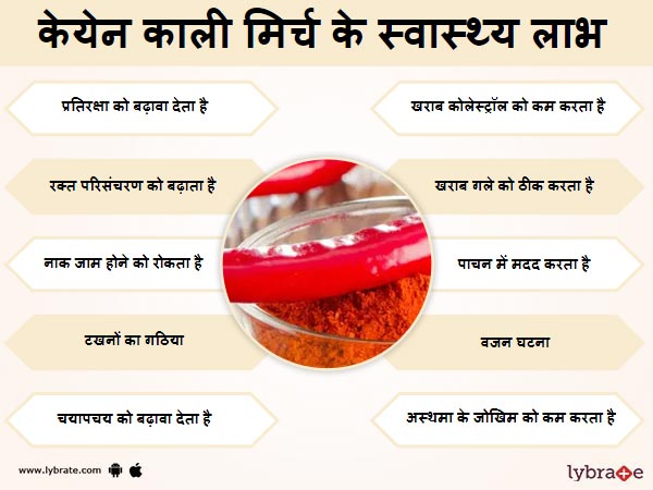 केयेन काली मिर्च के स्वास्थ लाभ 